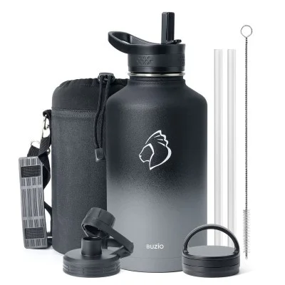 Buzio Trio Series Water Bottle with 3 Lids and Sleev 1.9L - Shadow